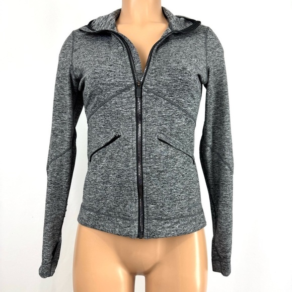 Brooks Women’s XS Activewear Utopia Thermal lII Zip Up Hoodie Heathered Grey EUC - Picture 3 of 15